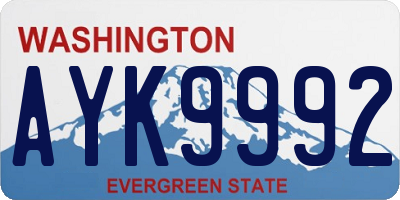 WA license plate AYK9992