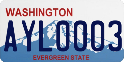 WA license plate AYL0003