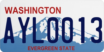 WA license plate AYL0013