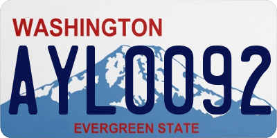 WA license plate AYL0092