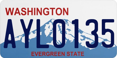 WA license plate AYL0135