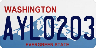 WA license plate AYL0203