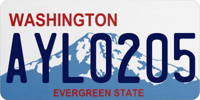 WA license plate AYL0205