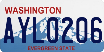 WA license plate AYL0206