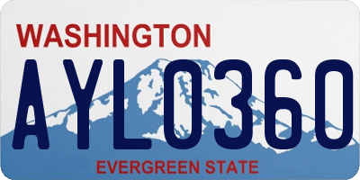 WA license plate AYL0360