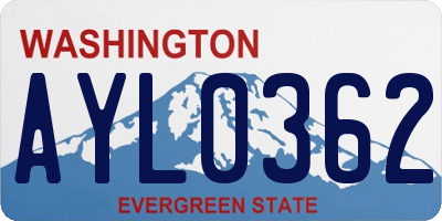 WA license plate AYL0362