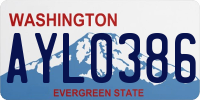 WA license plate AYL0386
