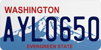 WA license plate AYL0650