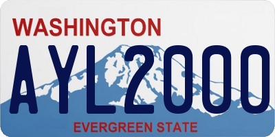 WA license plate AYL2000