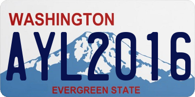 WA license plate AYL2016