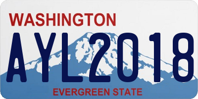 WA license plate AYL2018