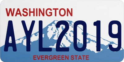 WA license plate AYL2019