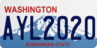 WA license plate AYL2020