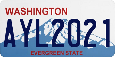 WA license plate AYL2021