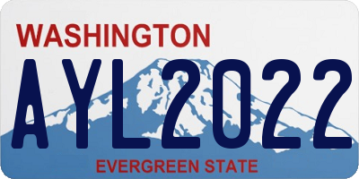 WA license plate AYL2022