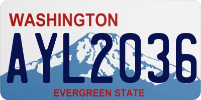 WA license plate AYL2036