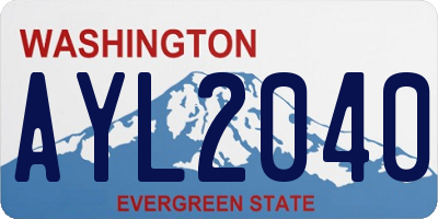 WA license plate AYL2040