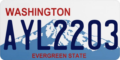 WA license plate AYL2203