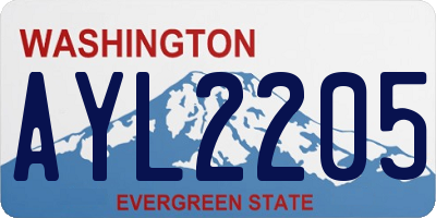 WA license plate AYL2205