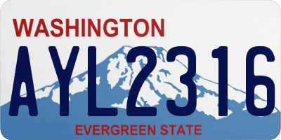 WA license plate AYL2316