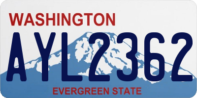 WA license plate AYL2362