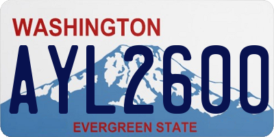 WA license plate AYL2600