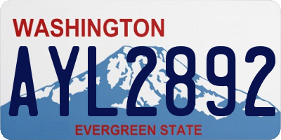 WA license plate AYL2892