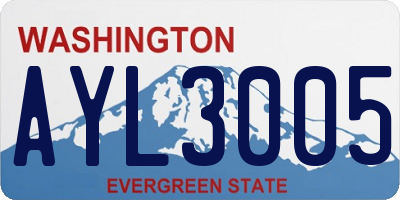 WA license plate AYL3005