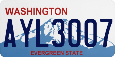 WA license plate AYL3007
