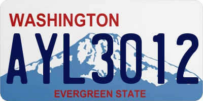 WA license plate AYL3012
