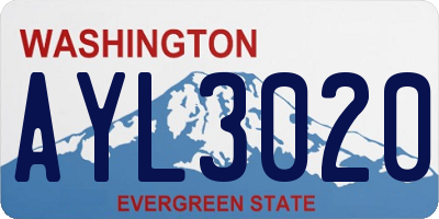 WA license plate AYL3020