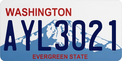 WA license plate AYL3021
