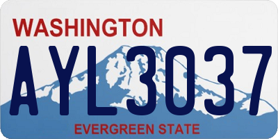 WA license plate AYL3037