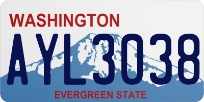 WA license plate AYL3038