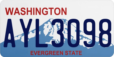 WA license plate AYL3098