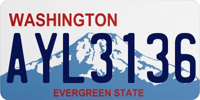 WA license plate AYL3136