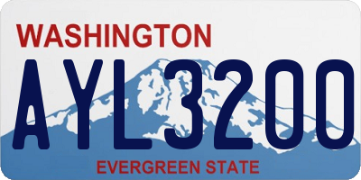 WA license plate AYL3200