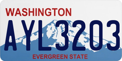 WA license plate AYL3203