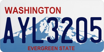 WA license plate AYL3205