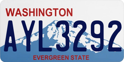 WA license plate AYL3292
