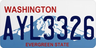 WA license plate AYL3326