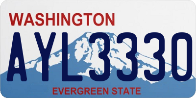 WA license plate AYL3330