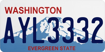 WA license plate AYL3332