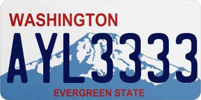 WA license plate AYL3333
