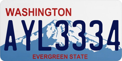 WA license plate AYL3334
