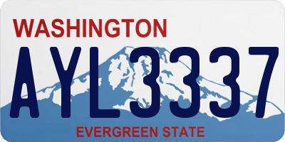 WA license plate AYL3337