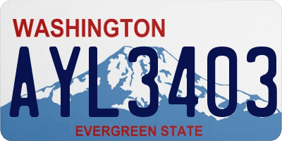 WA license plate AYL3403