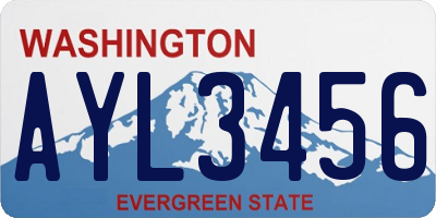 WA license plate AYL3456