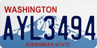 WA license plate AYL3494
