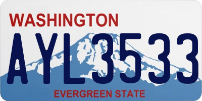 WA license plate AYL3533